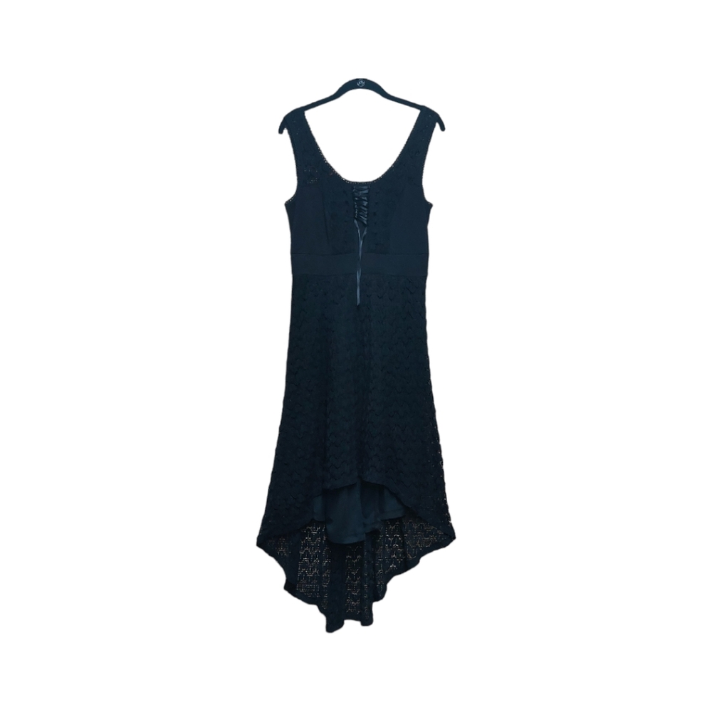 Royal bones lace black Sleeveless Dress  L Hi-Low goth-Punk Whimsigoth Romantic